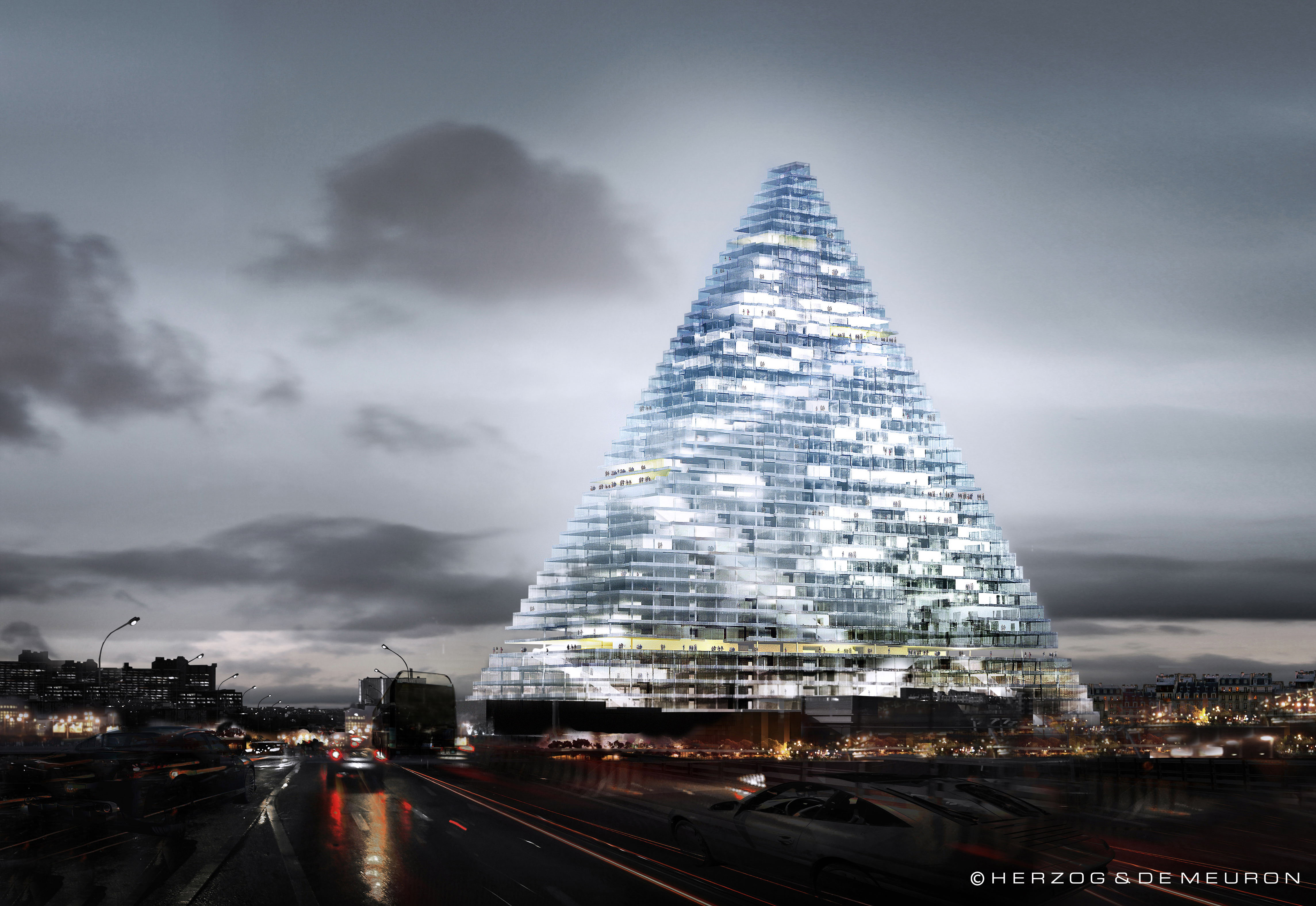 Виды пирамид архитектурные. Triangle Tower в Париже. Треугольное здание во Франции Парижский треугольник. Небоскреб Herzog & de Meuron. Триангл Тауэр башня.