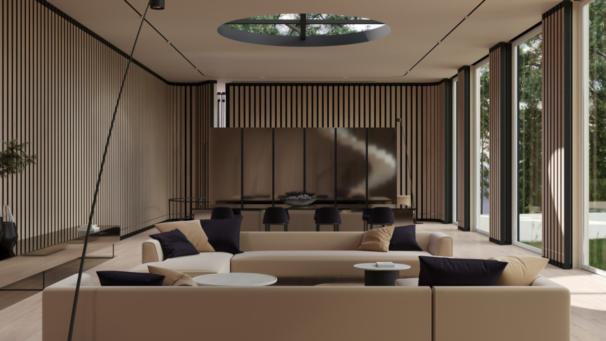 Гостиная комната в современно-минималистичном стиле от Дизайн студии Юрия Зименко